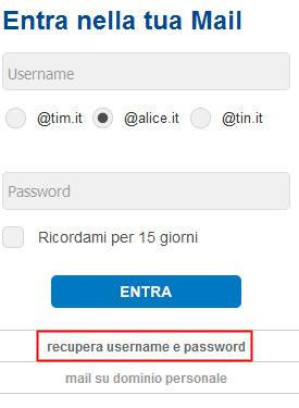 Come recuperare Username e Password della mail TIM