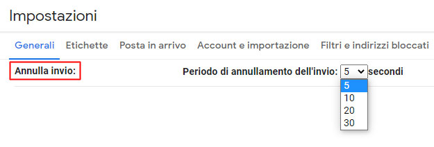 Come aumentare il periodo di annullamento delle mail con Gmail