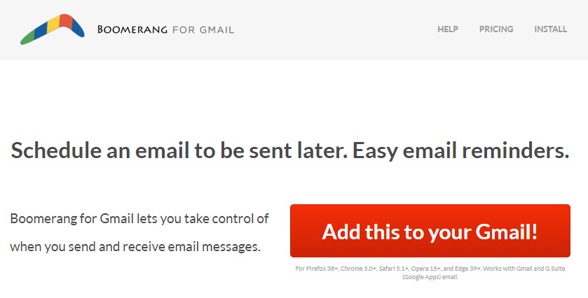 Detta i tuoi tempi a Gmail con Boomerang