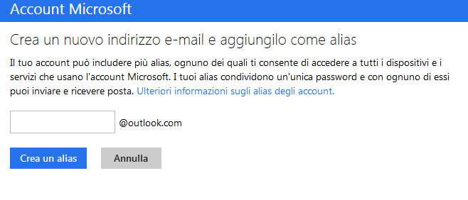 Come creare un alias su Outlook.com / Hotmail