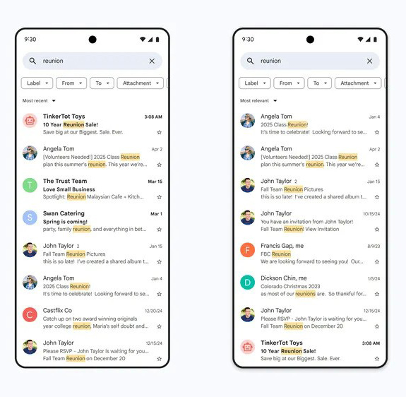 Gmail : nuova ricerca con IA