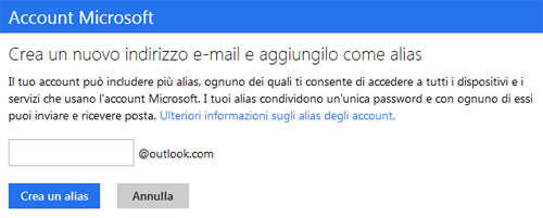 Come impostare un alias su Outlook.com / Hotmail