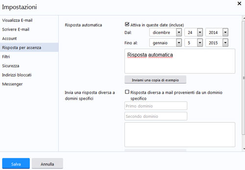 Risposta automatica su Yahoo Mail