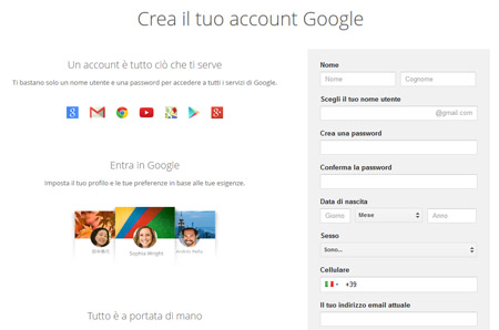 Creare un account Gmail