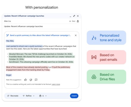 Google migliora «Help me write» con Gemini