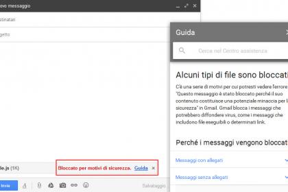 Gmail bloccare gli allegati file JavaScript
